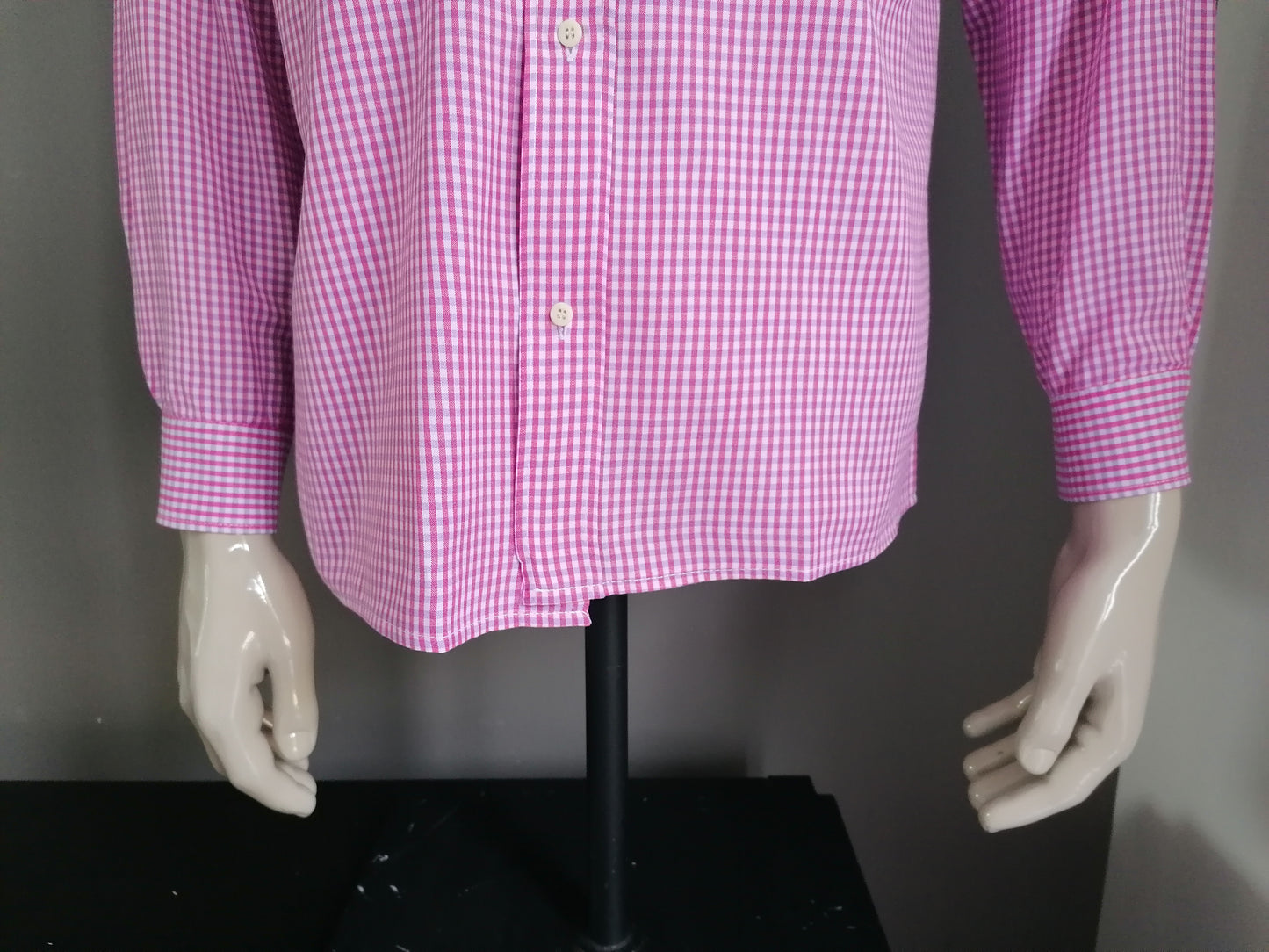Vintage Systeme Nouveau Shirt. Blanco rosa a cuadros. Talla L.
