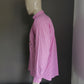 Vintage Systeme Nouveau overhemd. Roze Wit geblokt. Maat L.