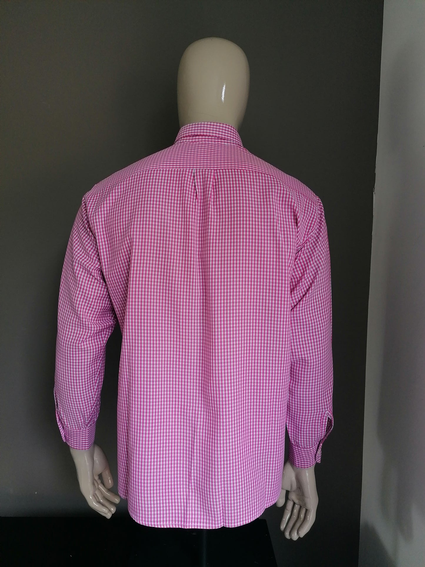 Vintage Systeme Nouveau Shirt. Blanco rosa a cuadros. Talla L.