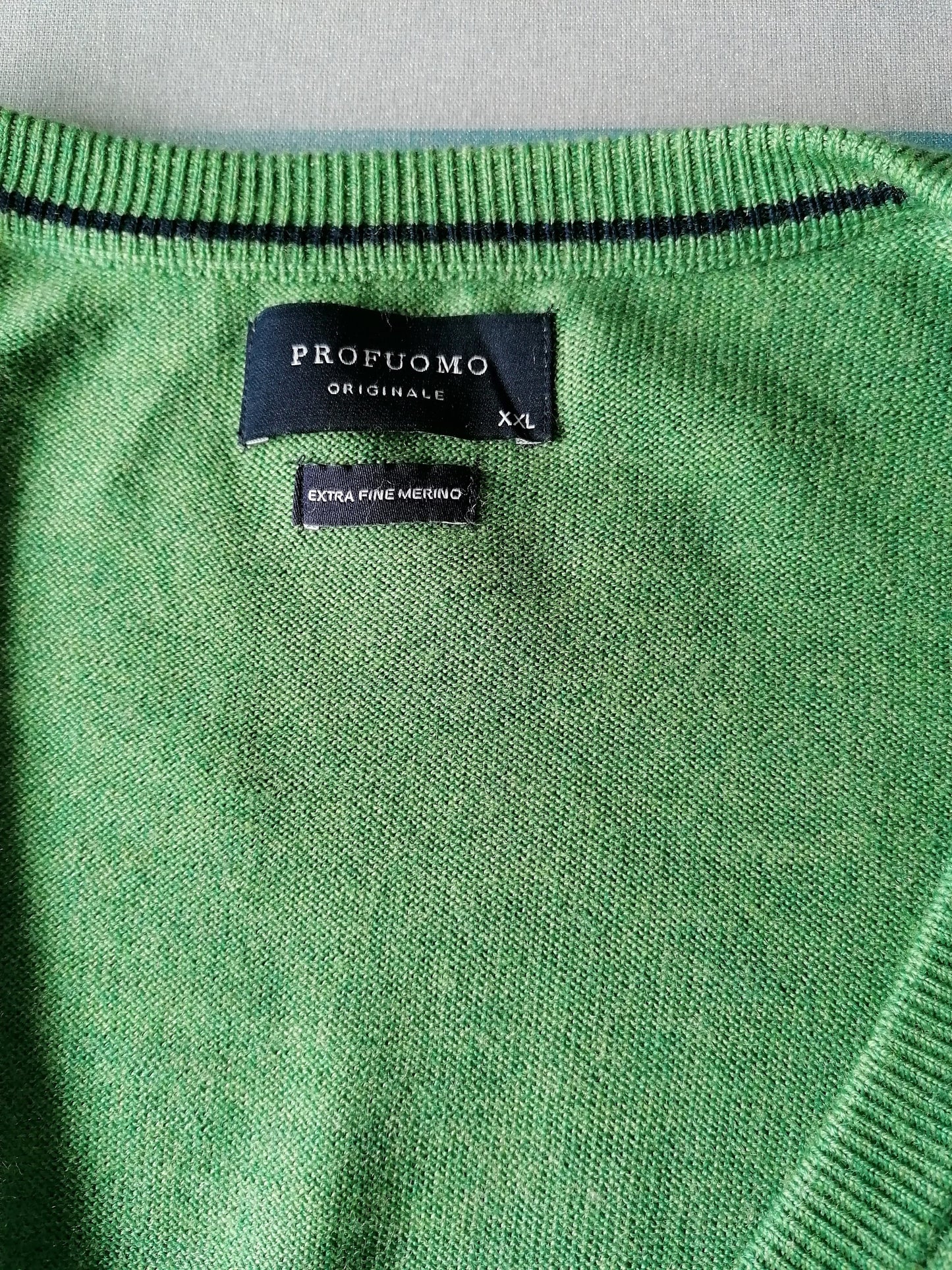 Chaleco de lana MERINO PROFUOMO. Color verde. Tamaño XXL / 2XL