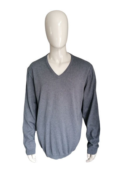 Jersey Hugo Boss de algodón con cuello de pico – gris – talla 2XL corte slim