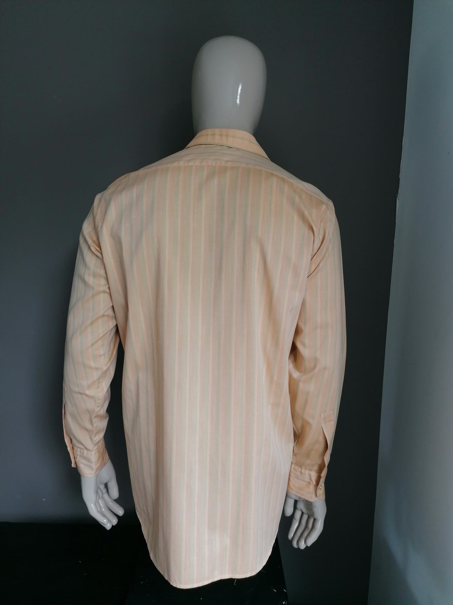 Vintage Rocola 70's shirt. Orange green striped motif. Size XL ..