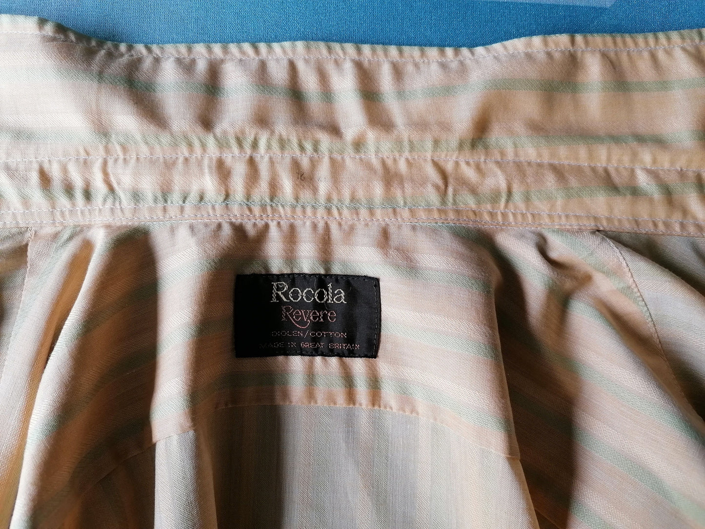 Vintage Rocola 70's shirt. Orange green striped motif. Size XL ..