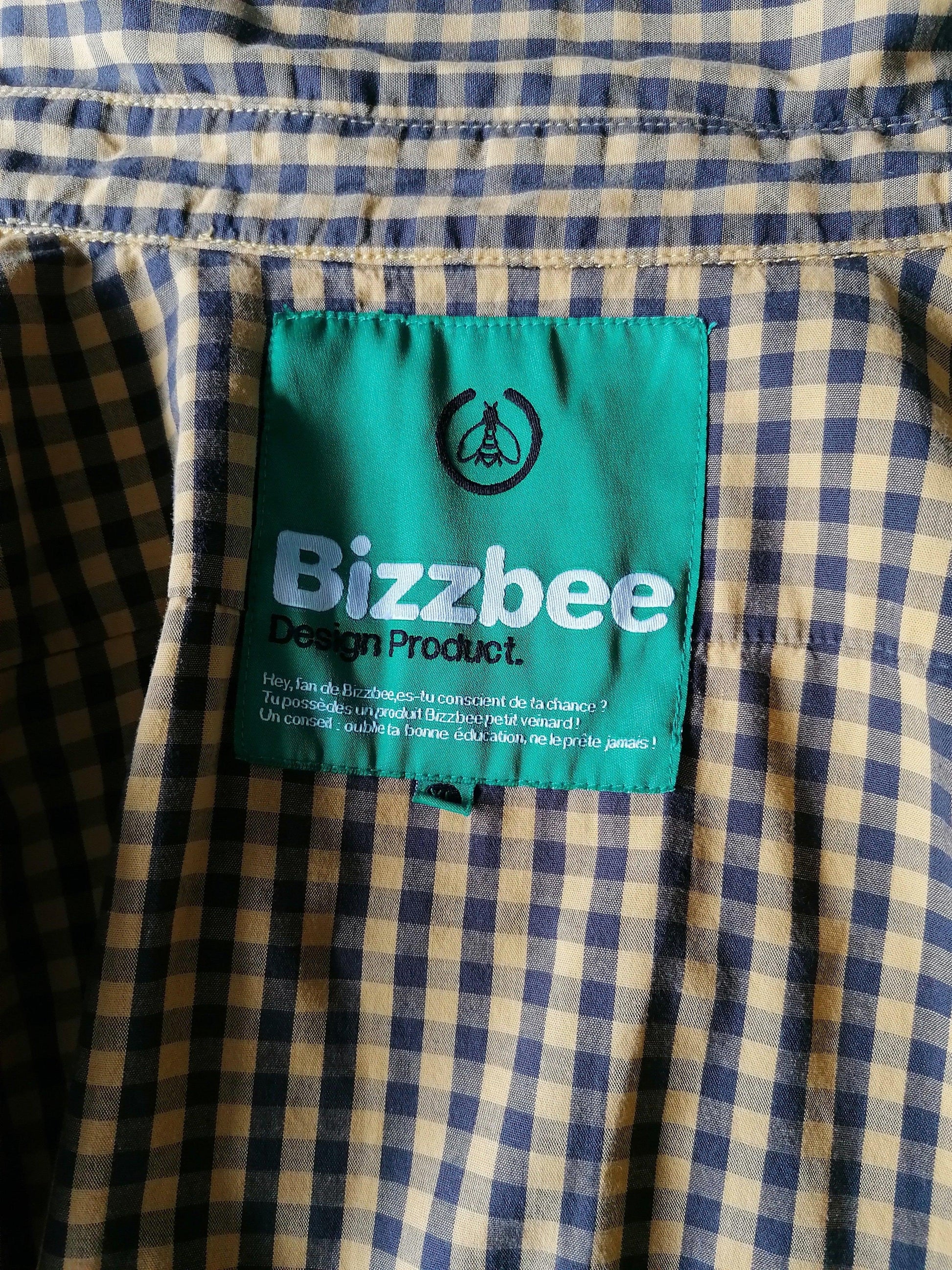 Bizzbee overhemd met elleboogstukken. Geel Zwart geblokt. Maat XL - EcoGents