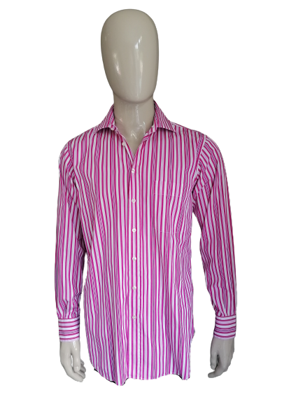 Jaguar shirt. Purple white striped. Size 40 / M / L