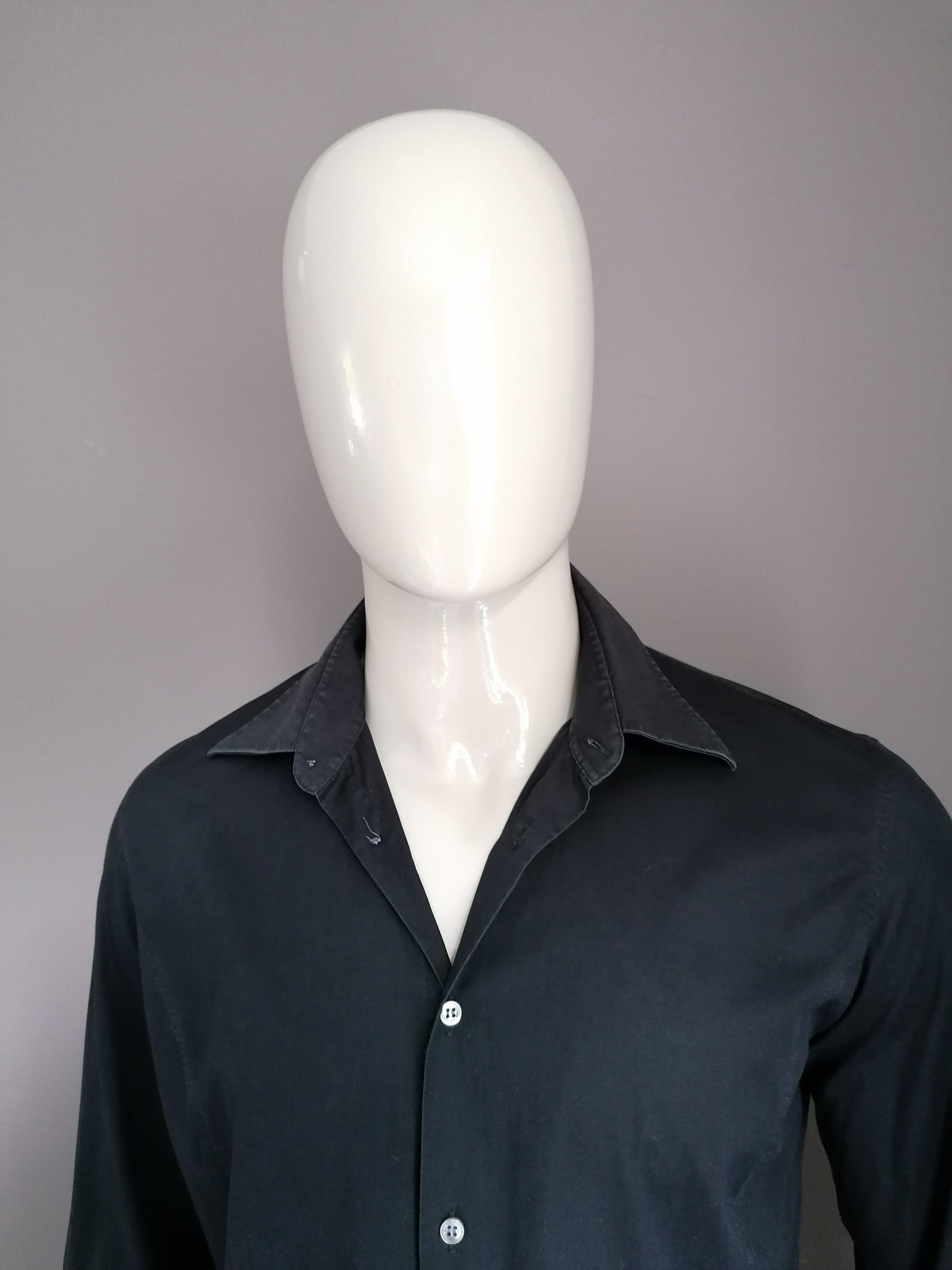 B keus: Hugo Boss overhemd. Zwart. Maat L. beetje Vaal - EcoGents