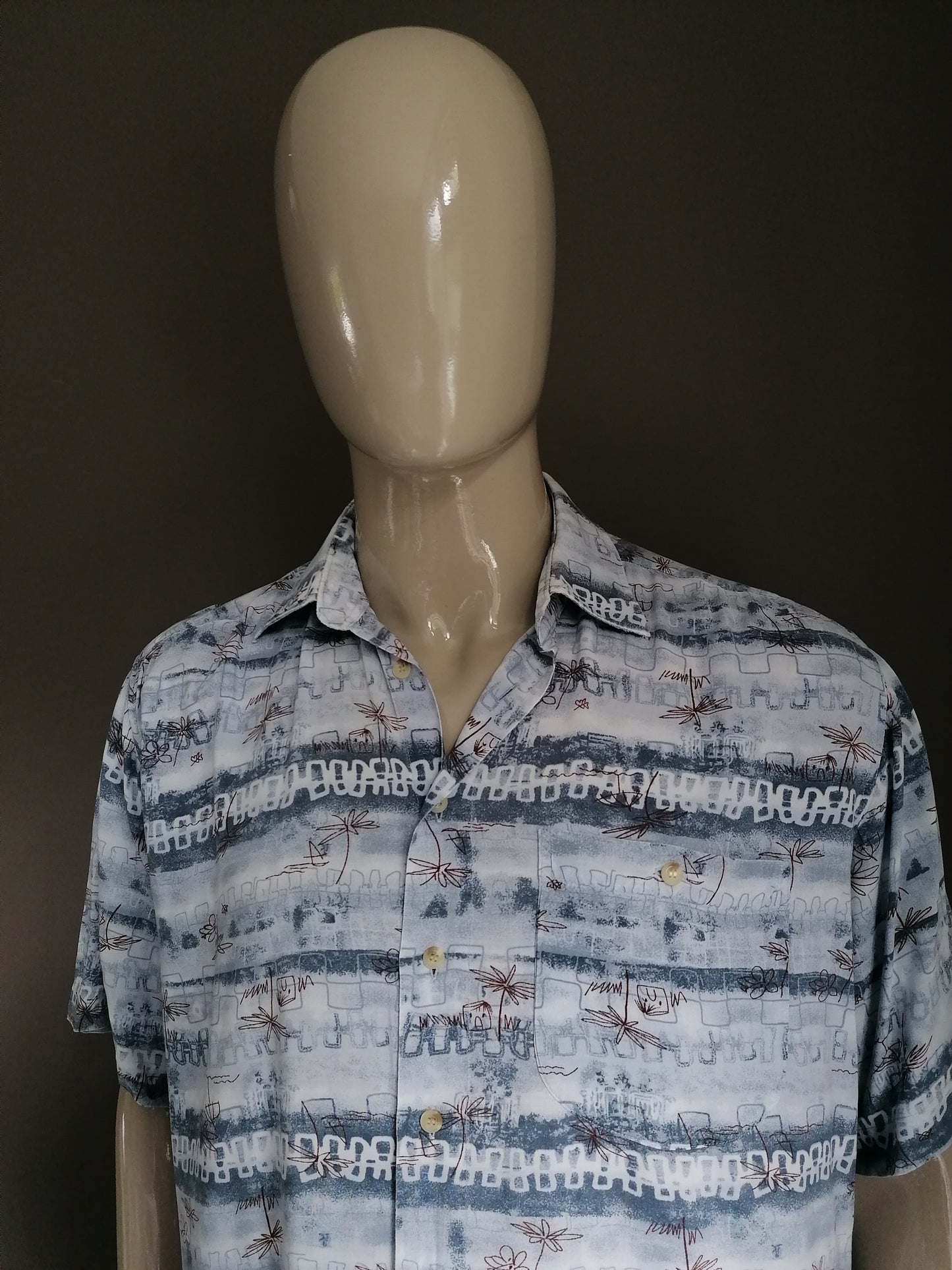 Vintage club d'amingo camisa mangas cortas. Impresión marrón azul. Tamaño XXL