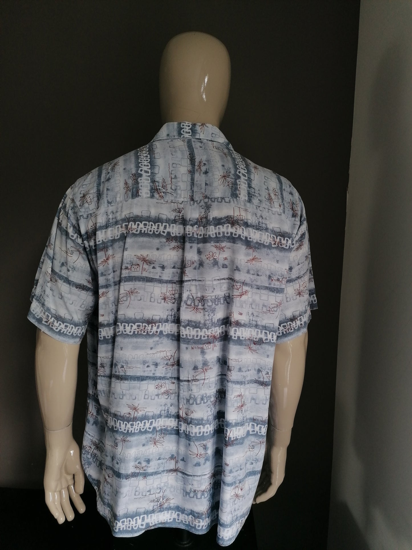 Vintage Club d'Amingo shirt short sleeves. Blue brown print. Size XXL