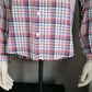 Vintage 70's overhemd. Rood Blauw Beige. Mt L. smalle kraag