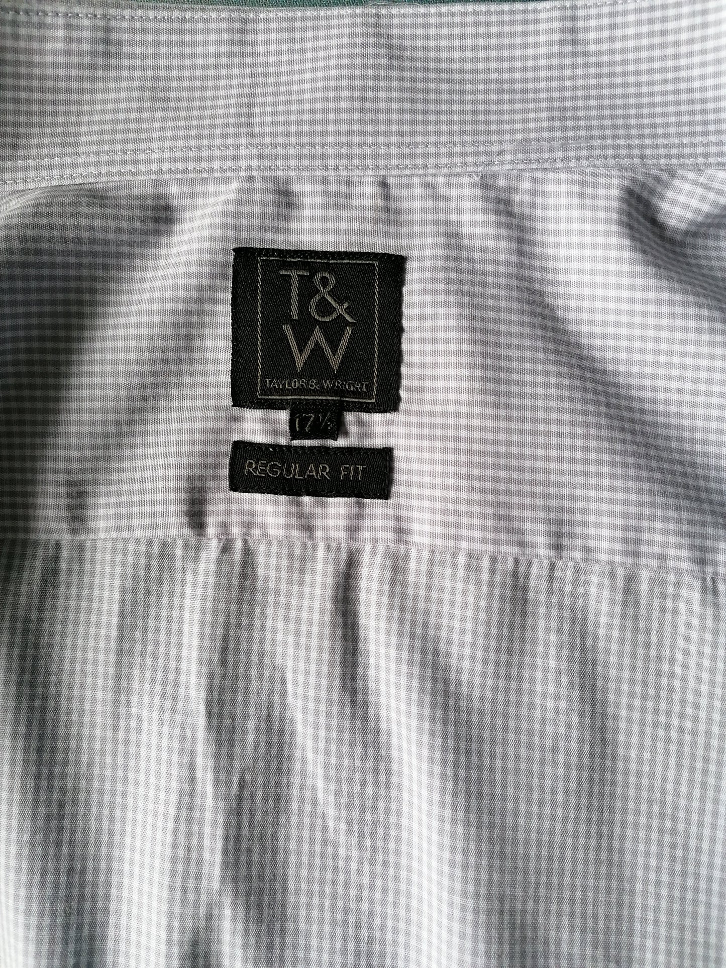 Taylor & Wright overhemd. Grijs Wit motief. Maat XL / XXL. Regular Fit. Valt groot