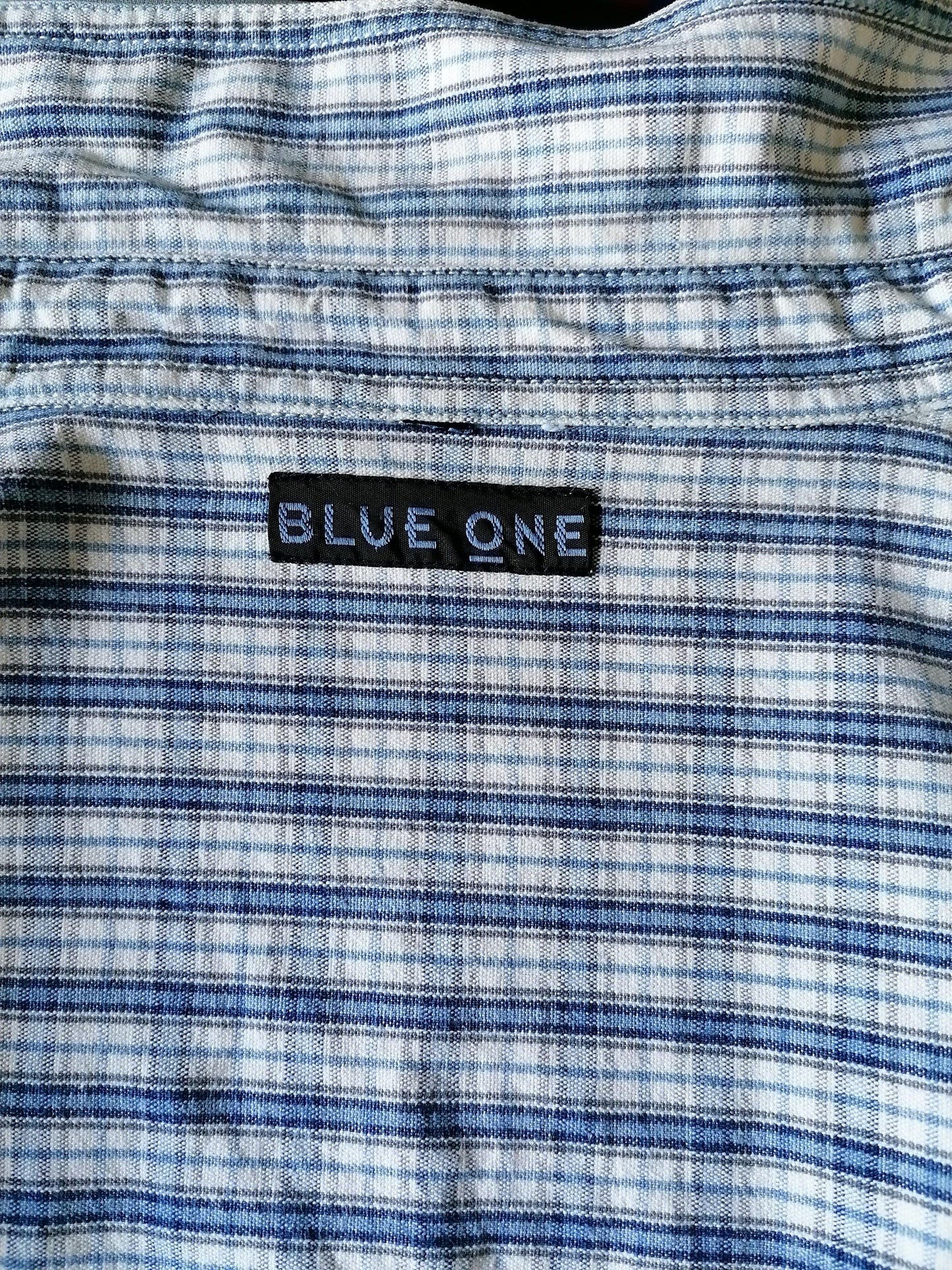 Blue One overhemd. Blauw Beige. Dikkere stof. Mt. XXXL / 3XL - EcoGents