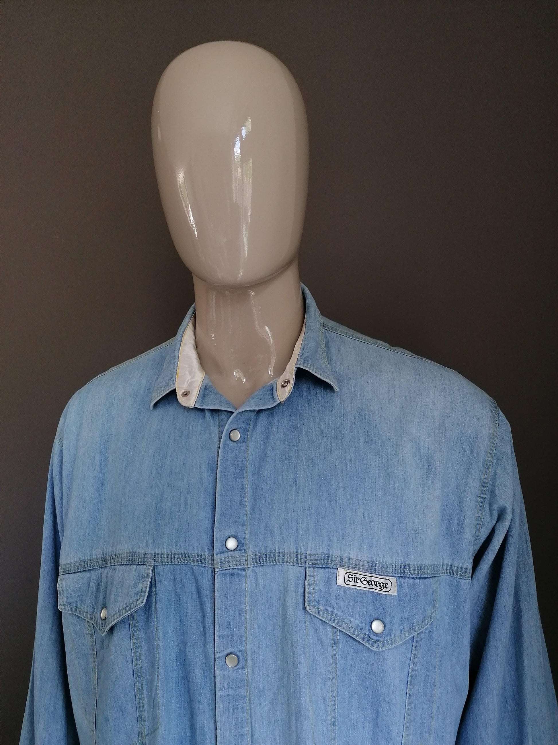 B keus: Sir George spijker overhemd. Blauw. XXL. mist knoop - EcoGents