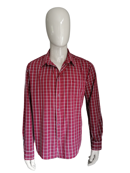 Quiksilver-Shirt. Rotes Weiß überprüft. Größe XL. Mittelfit