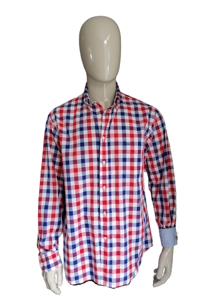 Camicia Paul & Shark. Blu bianco rosso a scacchi. Dimensioni 42 / L / XL