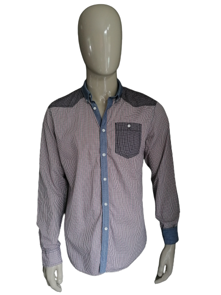 We Fashion Shirt. Red blue white checked. Size L
