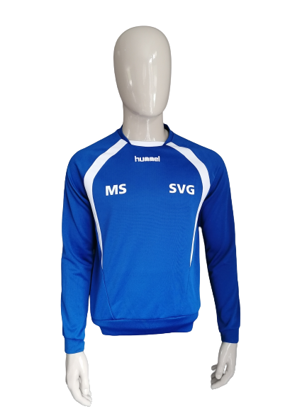 Hummel "svg" suéter deportivo. Blanco azul coloreado. Talla M.