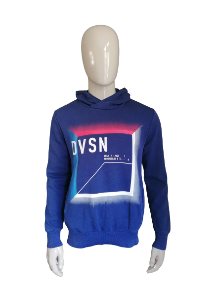Urban dirostrict hoodie. Blue with print. Size M.