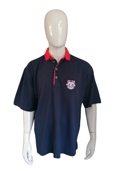 Vintage Carlo Colucci Polo – dunkelblau mit Applikationen – Größe XL