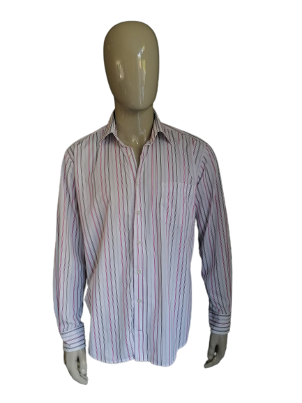 De chemise de lin. Rayé blanc violet rose. Taille 42 / L