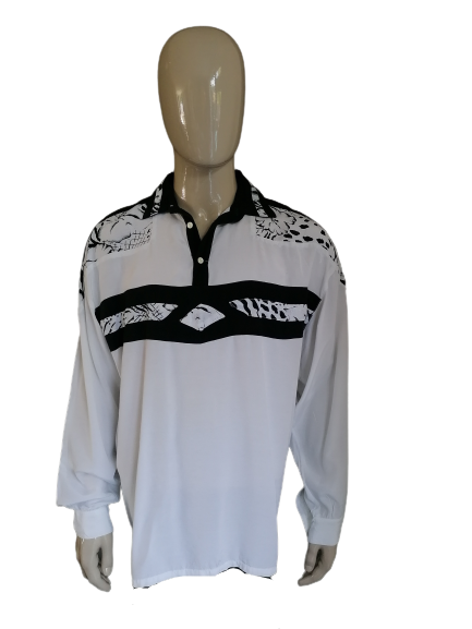 Vintage separate polo sweater / shirt. Black and white. Size XXL / 2XL. Viscose.