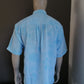Vintage Leche overhemd korte mouw. Licht Blauw gekleurd met wrinkle effect. Maat XL