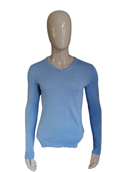 Esprit sweater. V-neck. Colored blue. Size S. Cotton Silk