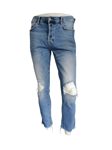 &Denim jeans. Blauw gekleurd. Maat W34 - L28. Type Relaxed Skinny Cropped. - EcoGents