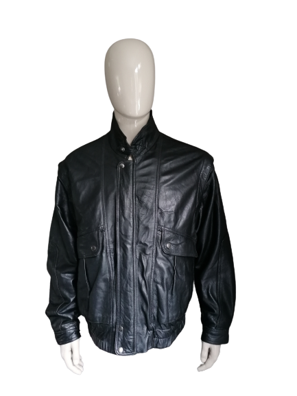 Vintage leather jacket / jack / body warmer. Black. Size 2XL / XXL