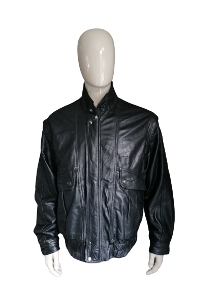 Vintage-Lederjacke/Körperwärmer – Schwarz – Größe 2XL