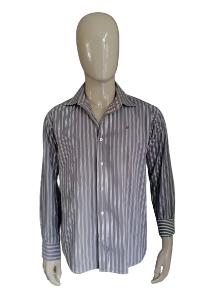 State of art shirt. Gray purple striped. Size L