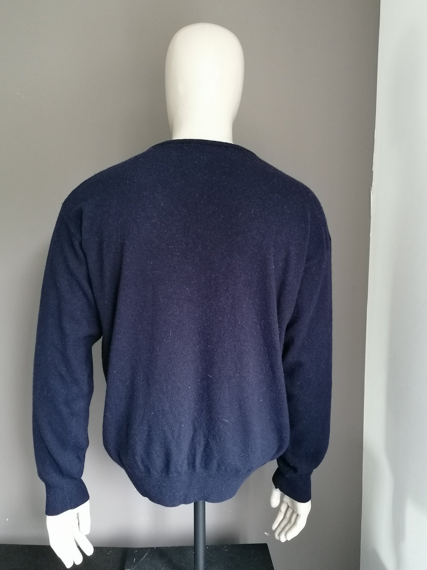 Vintage Argyle LambSwool suéter. Rosa gris azul. Tamaño XL