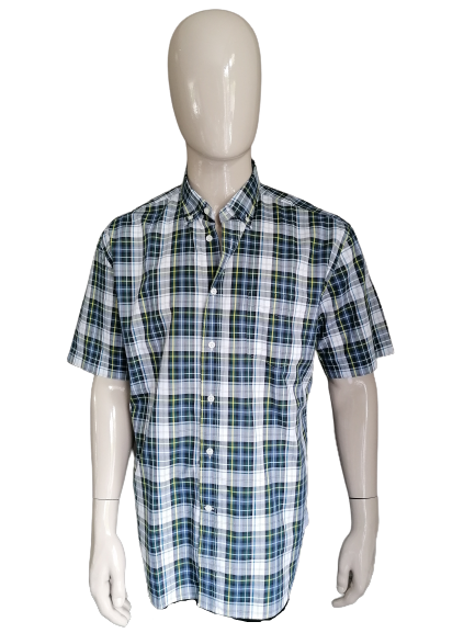 Gant-Shirt Kurzarm. Grünes blaues Gelb geprüft. Größe XL.