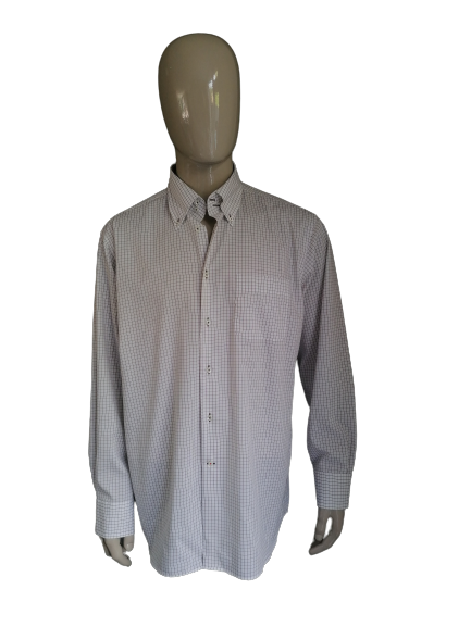 Jacques Britt shirt. Brown white checkered motif. Size XL.
