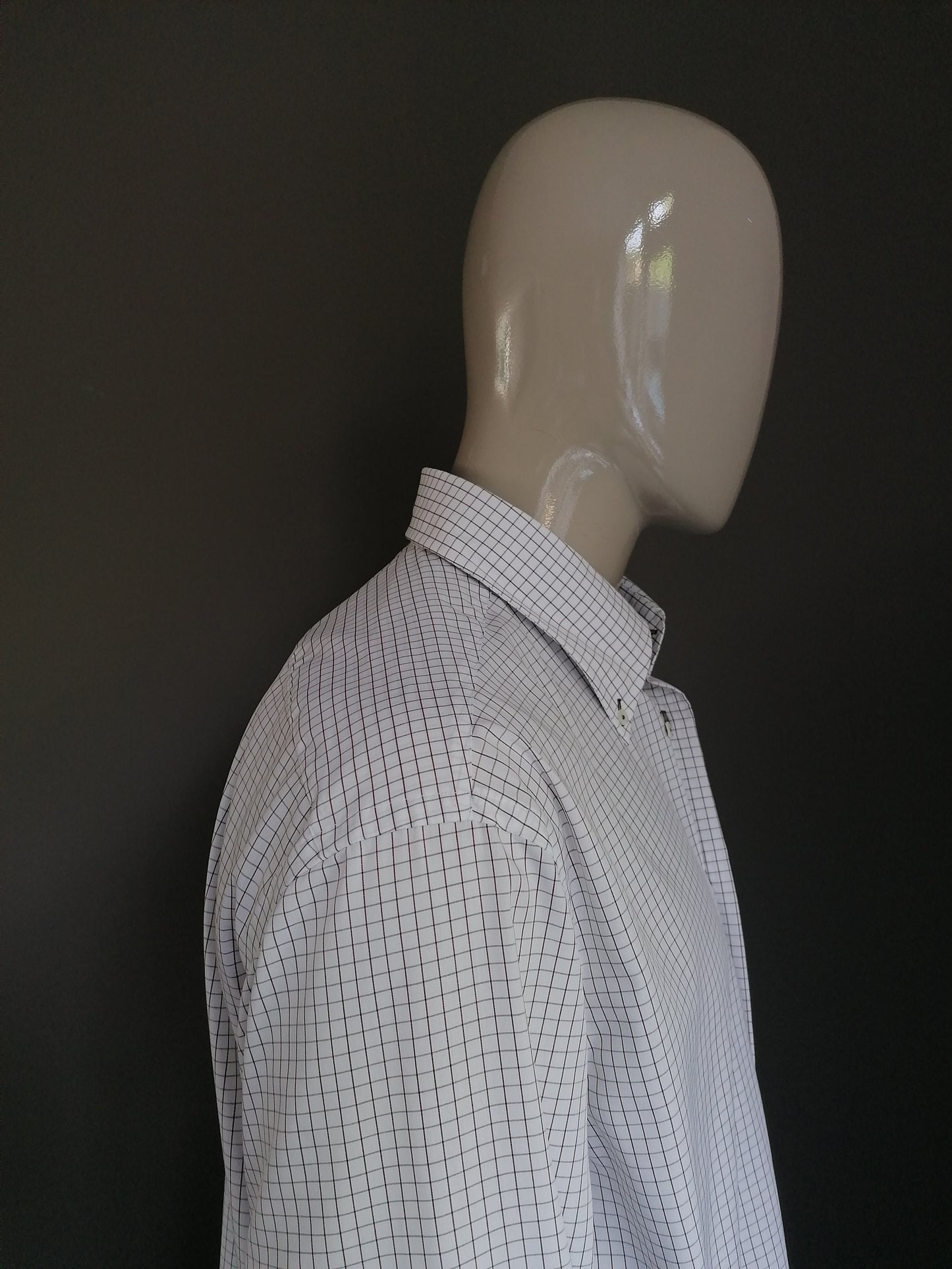 Jacques Britt Shirt. Motivo a cuadros blanco marrón. Tamaño XL.