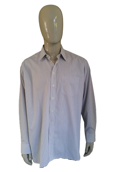 Camicia Seidensticker Splenddo. Brown Blu Bianco a strisce. Dimensione 3XL / XXXL