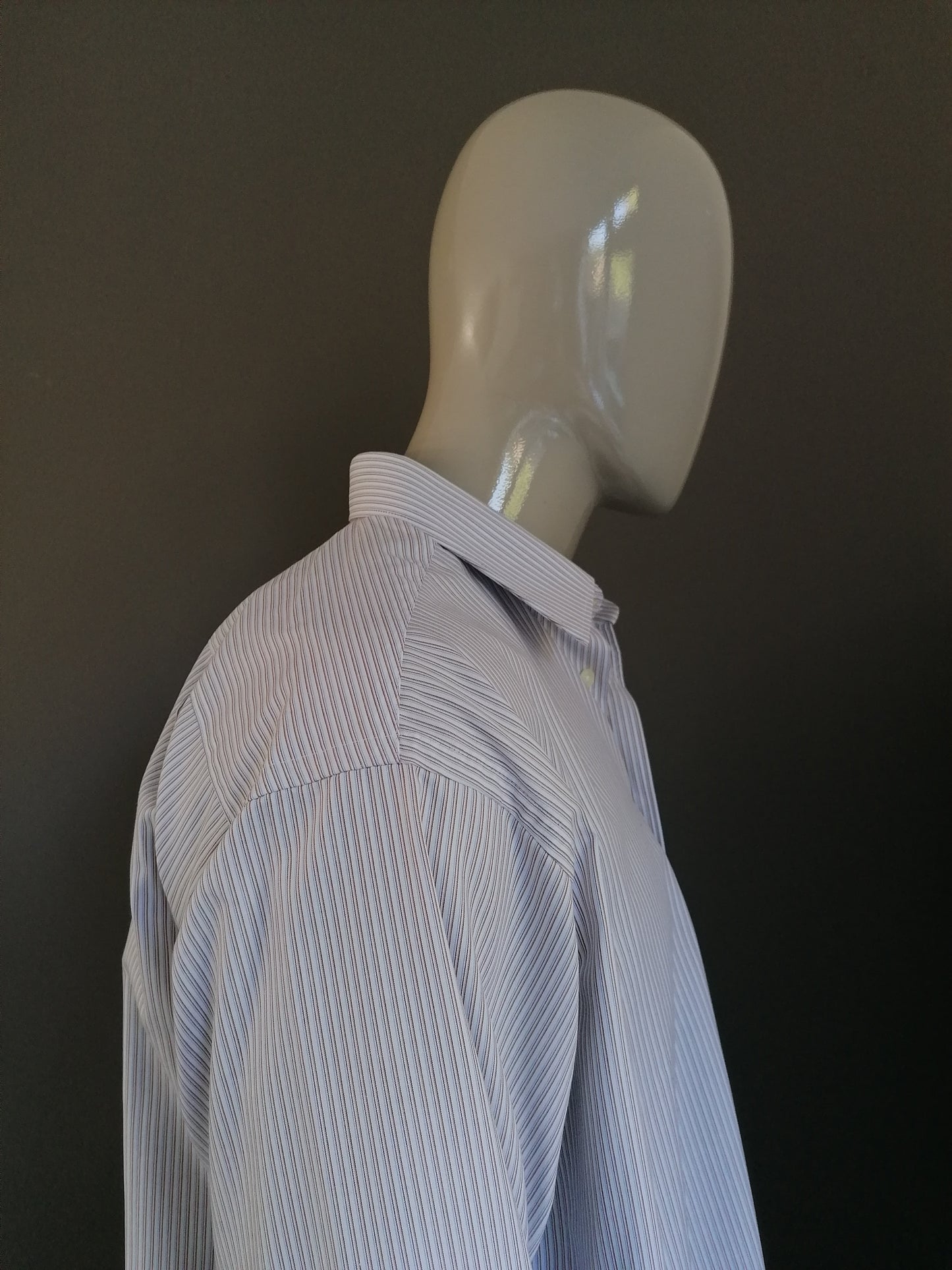 Seidesticker Splendendo Shirt. Blanco azul marrón a rayas. Tamaño 3xl / xxxl