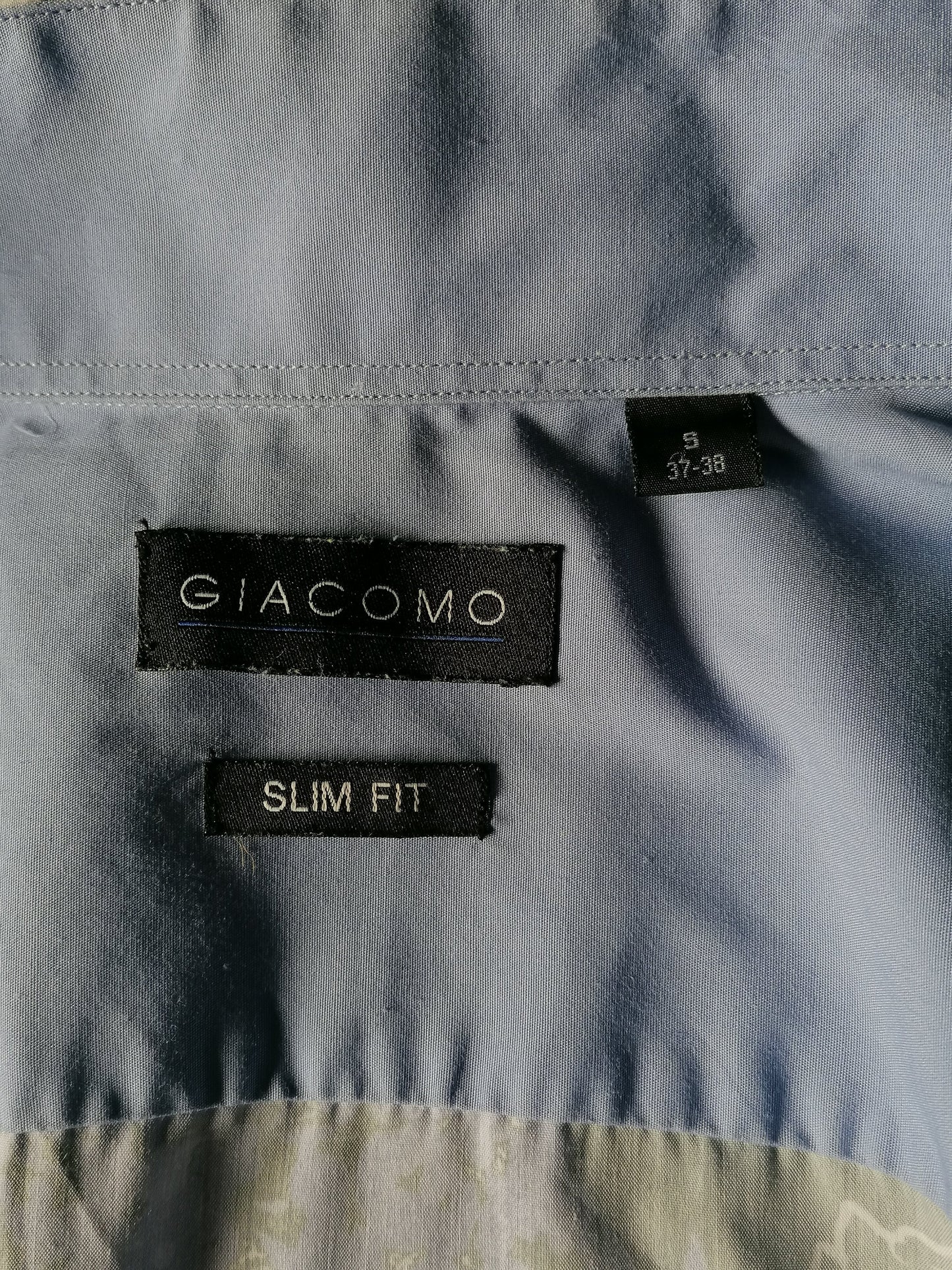 Giacomo print overhemd. Blauw Grijs Zwart gebloemd. Maat S. Slim Fit.