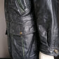 Vintage Halflange leren jas. Zwart Groen gekleurd. Maat XL