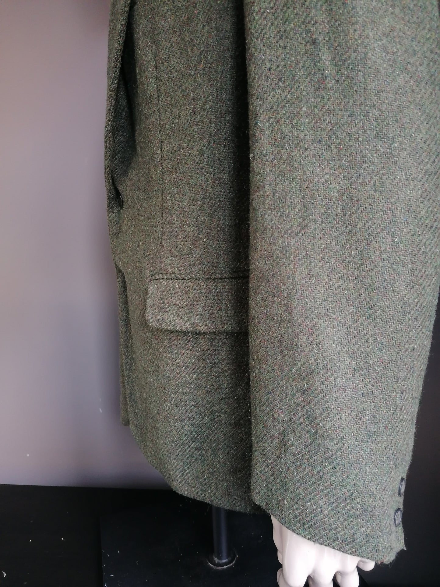 Giacca vintage akmogorks tweed. Verde misto. Dimensione XL.