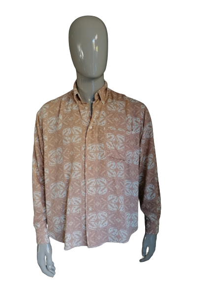 Vintage Hortus overhemd. Roze print. Maat XXL / 2XL. Viscose