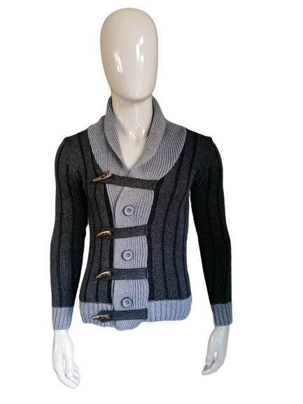 WAM Denim vest met knopen. Grijs gekleurd. Maat S.