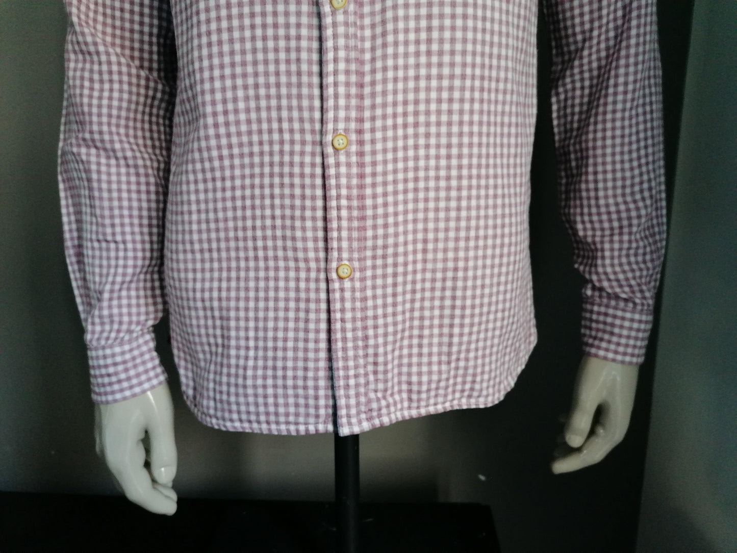 Cotton Club Flanellen overhemd. Rood Wit geblokt. Maat M. - EcoGents