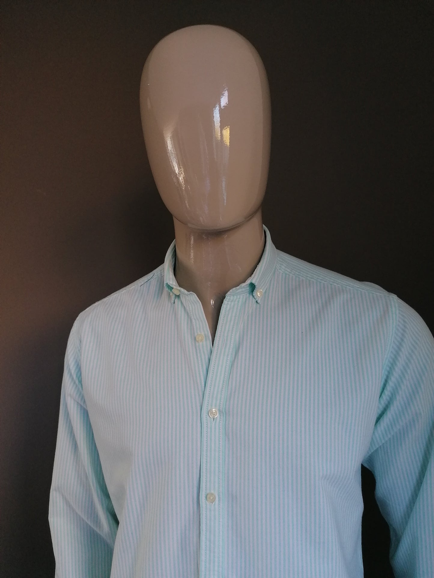 Chemise McNeal. Vert blanc rayé. Taille M.