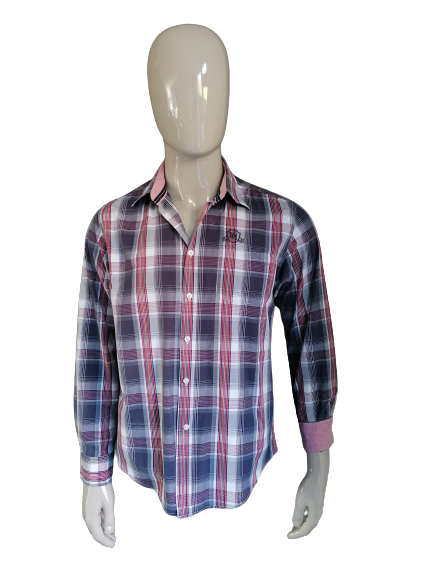 Holthaus shirt. Red blue checkered. Size L.