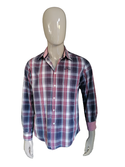 Chemise Holthaus. Rouge Bleu vérifié. Taille L.