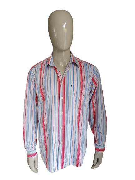 Lerros shirt. Pink blue striped. Size L.