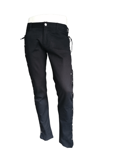 B keus: Black Pistol broek met vetersluiting zijkant. Zwart gekleurd. Maat W38 - L34 - EcoGents