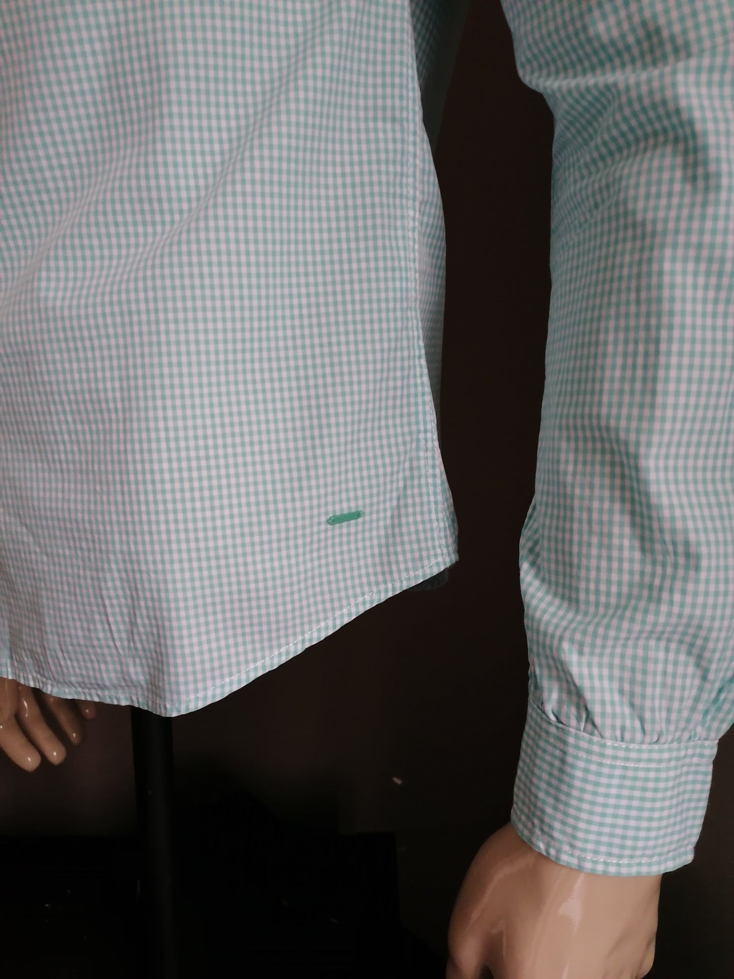 Scotch & Soda Shirt. Green White Checkered. Taille S.