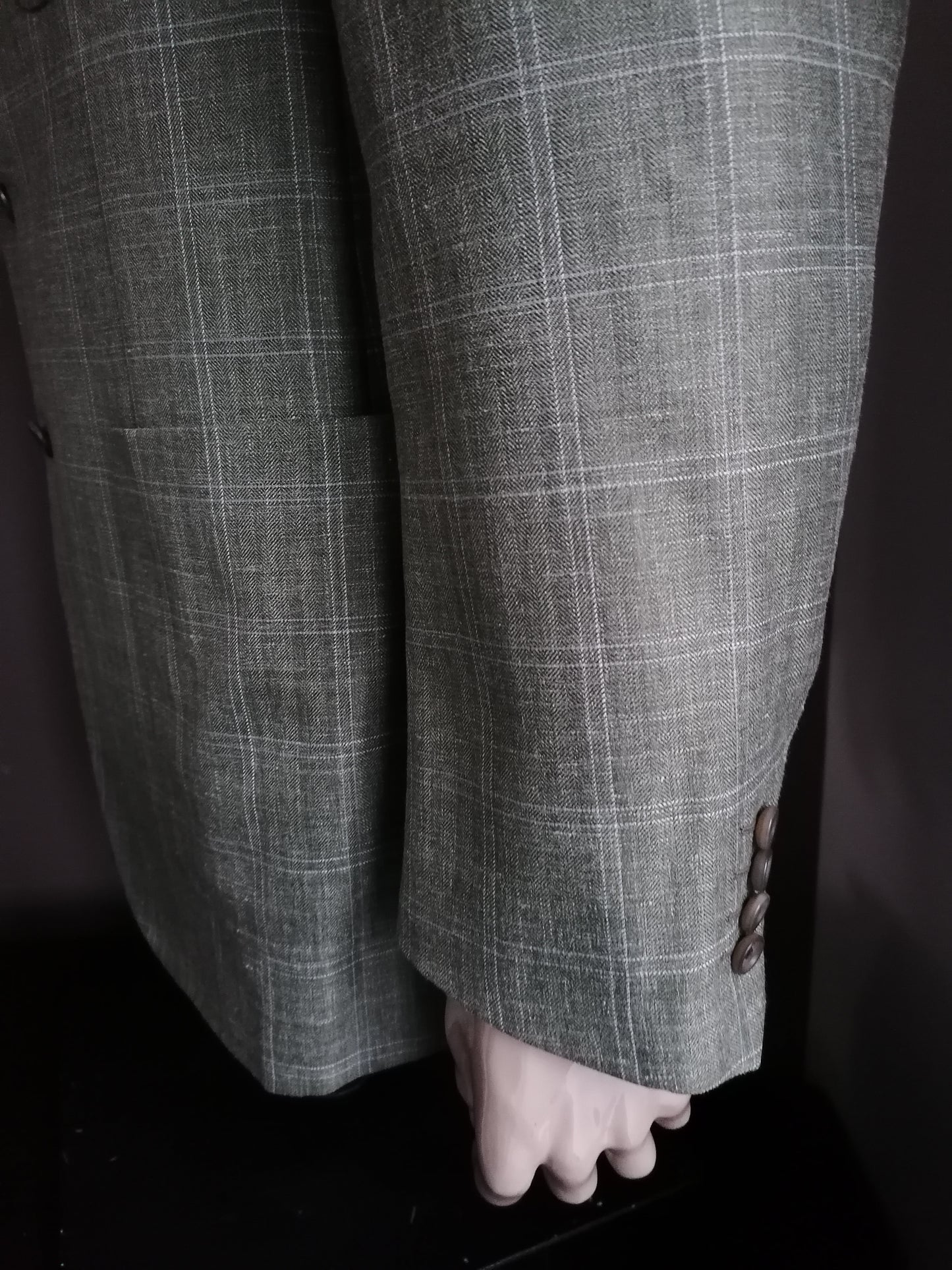 Franck Namani woolen and linen jacket. Green white checkered. Size 56 / XL