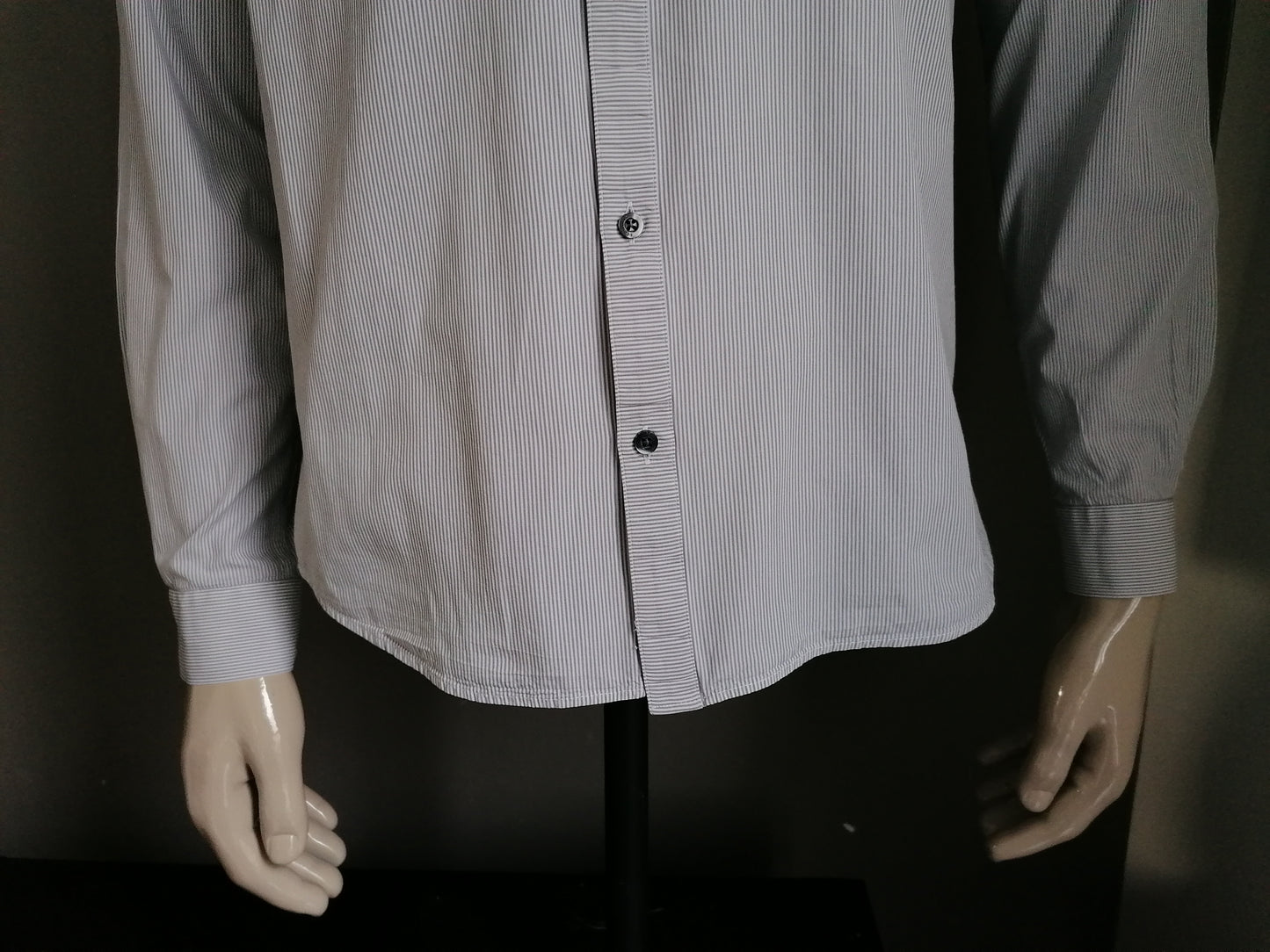 Devred overhemd. Grijs Wit gestreept. Maat L. Limited Edition